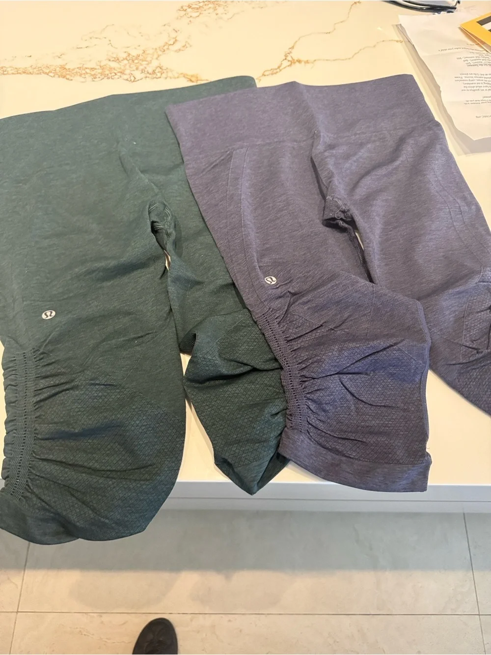 lululemon athletica Girls' Forest Green and Heather Purple Leggings